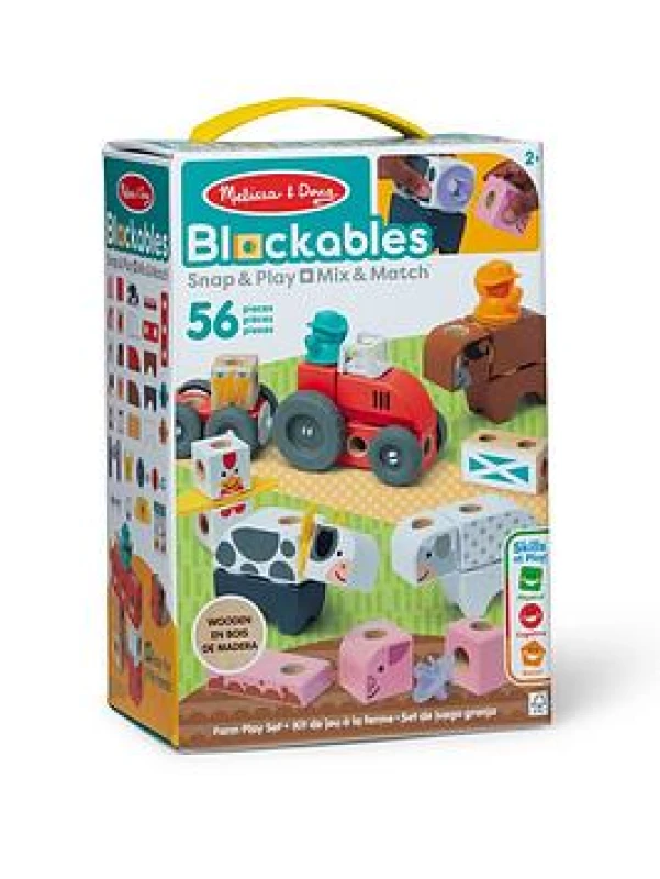 Image of Melissa & Doug Blockables Farm Snap And Play Wooden Building Toys For Kids, 56 Pcs Age 2-7 - Fsc Certified