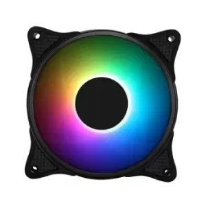 image of CRONUS HALO-5 ARGB Fan 120mm 1200RPM PWM Controlled 8 Addressable RGB LEDs 9 Blades for Optimised Airflow Black Frame White Blades OEM System Builder