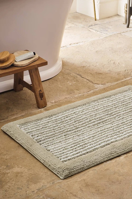 Image of CHRISTY 'Portobello Stripe' Coastal Inspired Bath Rugs in Beige Beige Unisex