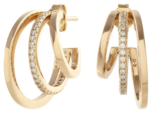 image of Olivia Burton 18ct Gold Plated Cubic Zirconia Hoop Earrings