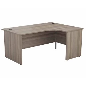 image of TC Office Right Hand Crescent Desk with Panel End Legs and Pedestal 1800 x 1200mm, Grey Oak Effect