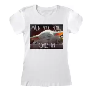 Image of Star Wars: The Mandalorian Womens/Ladies Song Comes On T-Shirt (L) (White)