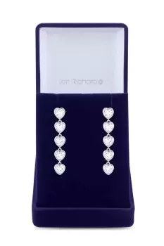 image of Rhodium Plated Cubic Zirconia Heart Earrings - Gift Boxed