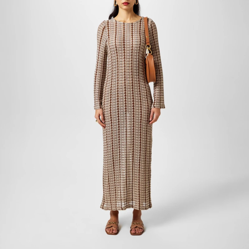 Image of Vero Moda Crochet Maxi Dress - Brown Brown 8