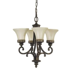 Image of Multi Arm Chandelier 4 Light Walnut Finish, E27