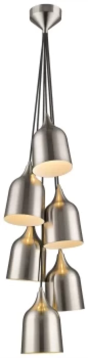 image of Spring 6 Light Cluster Pendant Satin Nickel, E27