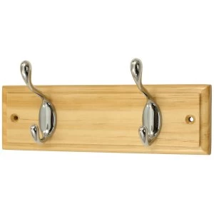 image of Robert Dyas Headbourne 2-Hook Heavy Duty Coat Hooks - Chrome