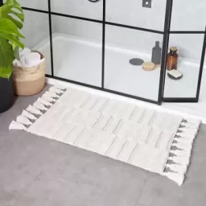 Image of Tassel Stitch Cotton Bath Mat