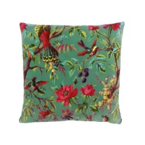 image of Paradise Faux Velvet Cushion Cover, Aqua, 50 x 50 Cm - Riva Paoletti