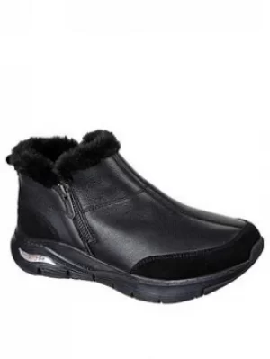 Image of Skechers Arch Fit Casual Hour Quarter Zip Bootie, Black, Size 3, Women