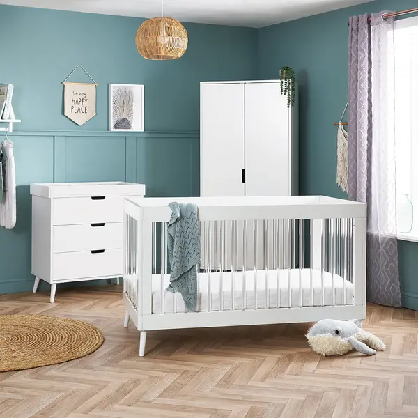 image of Obaby Maya 3 Piece Room Set - White With Acrylic