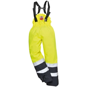 Image of Portwest - S782YNRXXL - sz 2XL Bizflame Rain Hi-Vis Multi-Protection Trouser - Yellow/Navy
