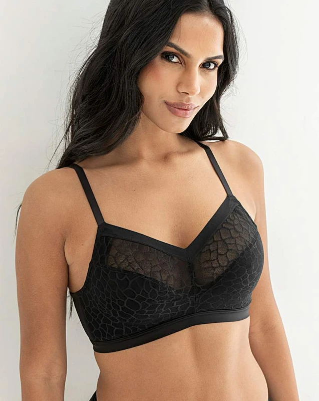 Image of Pour Moi? Pour Moi Geo Sculpt Bralet Black - Pour Moi? - Size: 32DD Black Female 32DD IY08701