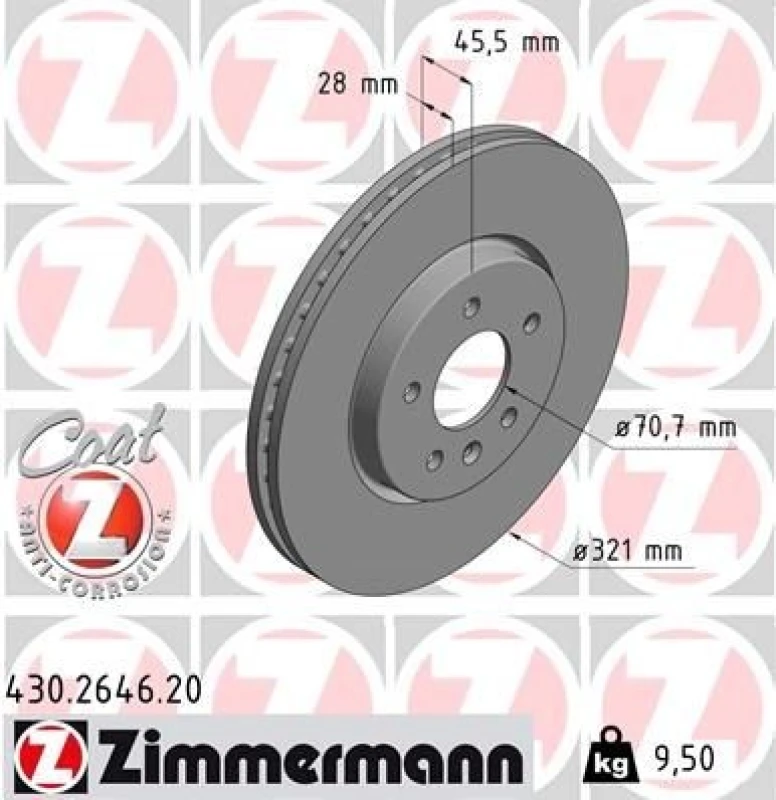 Image of ZIMMERMANN Brake disc ZIMMERMANN 430.2646.20