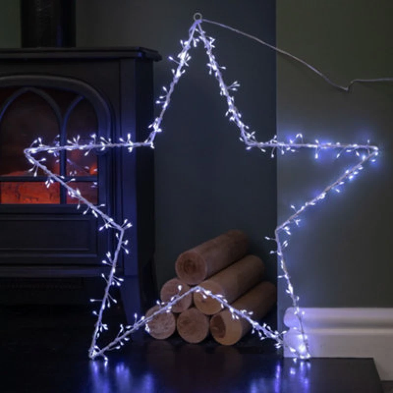 Image of Samuel Alexander 60Cm Light Up Metal Hanging Christmas Star Decoration With 280 White Leds