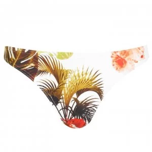 image of Figleaves Bali Palm Classic Bikini Bottom - Coral Palm