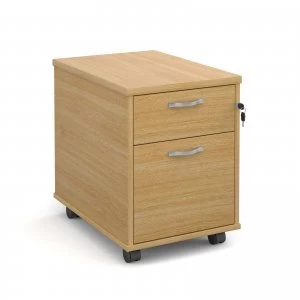 Image of Maestro 25 Mobile 2 Drawer Pedestal With Silver Handles 600mm Deep - OAK