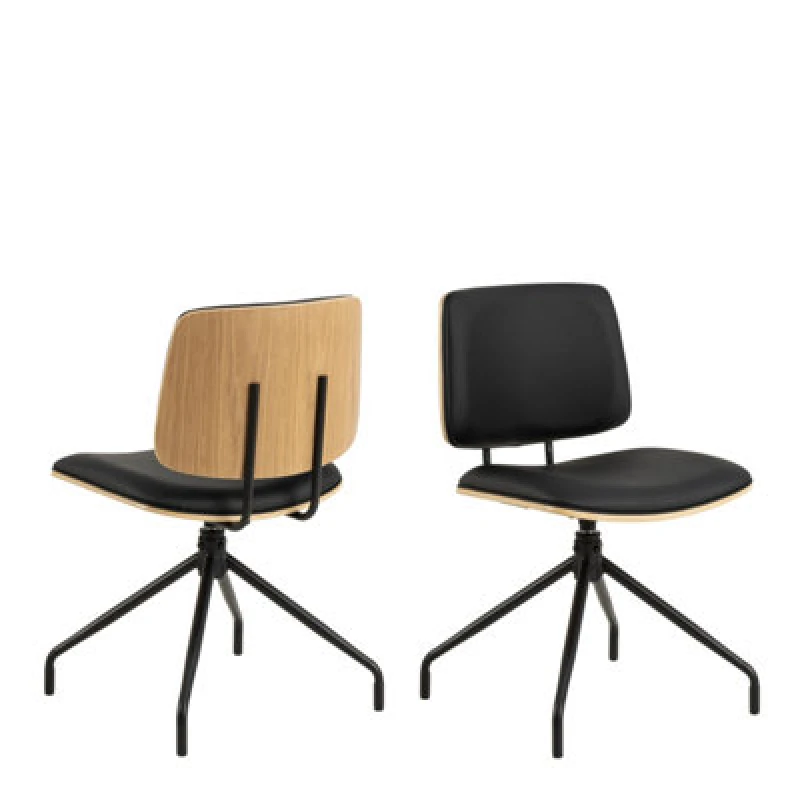 Image of Furniture To Go Owen Swivel Dining Chairs In Matt Black Set Of 2