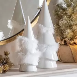 Image of Crossland Grove Feather Tree Ornament White Small 90x90x250mm