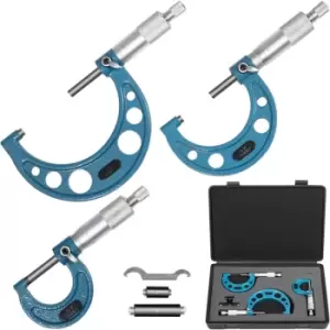 image of VEVOR Outside Micrometer Set, 0-3" Machinist Micrometer, 0.0001" Graduation Micrometer Set, 3 Pcs Machinist Tool Set, Alloy Precision Micrometer,