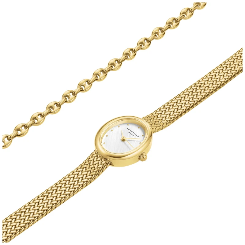 Image of Rosefield MOGCB-X289 Oval - Gift Set (24mm) White Mother-of- Watch