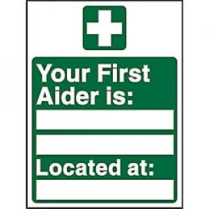 Image of First Aid Sign First Aiders Plastic 20 x 15 cm