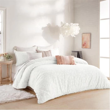 image of Peri Home Clipped Floral Duvet Cover - White