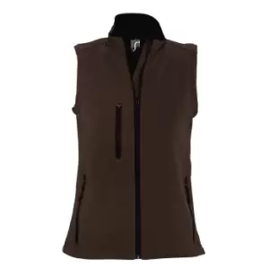 image of SOLS Womens/Ladies Rallye Soft Shell Bodywarmer Jacket (L) (Dark Chocolate)