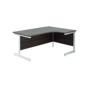 Image of Jemini Radial Right Hand Cantilever Desk 1600x1200x730mm Dark Walnut/White KF801958