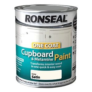 image of Ronseal One Coat Cupboard & Melamine Paint - Ivory Satin 750ml