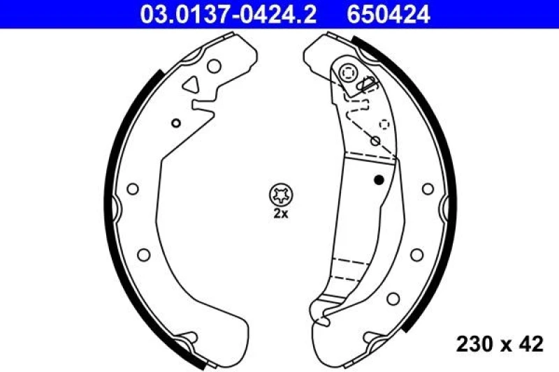 Image of ATE 03.0137-0424.2 Brake Shoes with lever Brake Shoe Set (70)