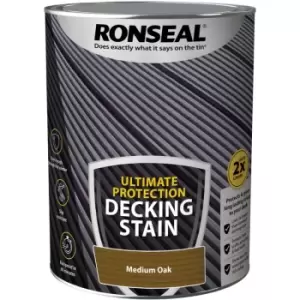 image of Ronseal Ultimate Decking Stain - 5L - Medium Oak - Medium Oak