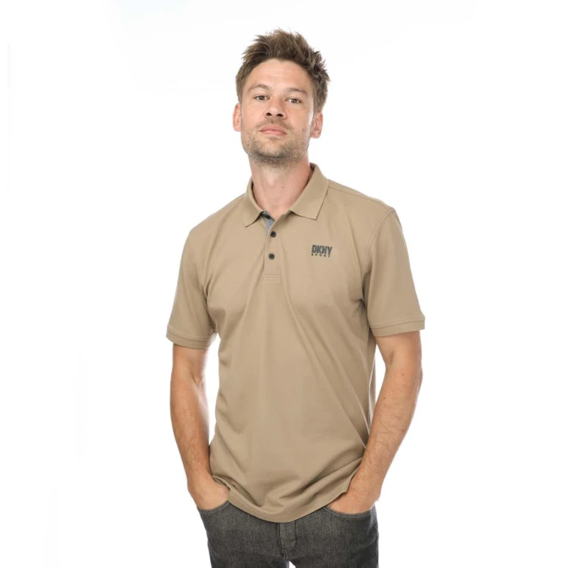 Image of DKNY Tonal Logo Polo - Beige Beige S