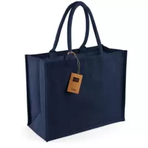 Image of Westford Mill Classic Jute Shopper Bag (21 Litres) (One Size) (Navy/Navy) - Navy/Navy