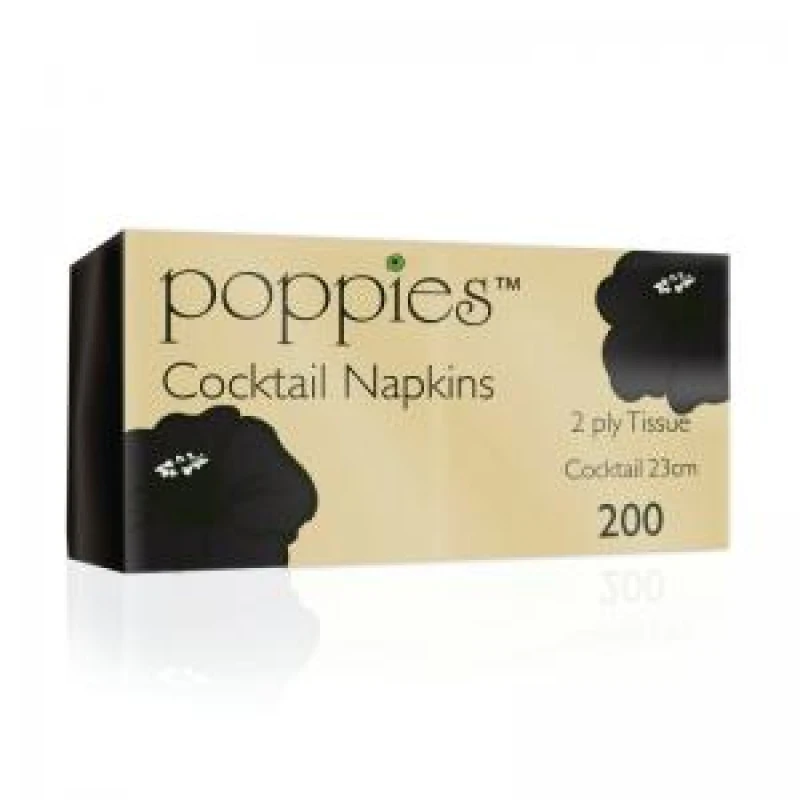 Image of Poppies Cocktail Napkins Black (4000 Pack) 2424BK