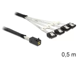 Image of DeLOCK 83392 Serial Attached SCSI (SAS) cable 0.5 m Black, Silver