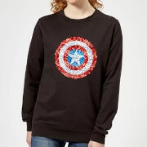 Marvel Captain America Pixelated Shield Womens Sweatshirt - Black - S