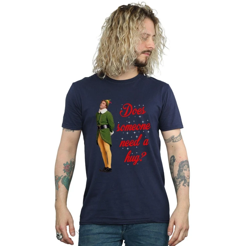 Image of Elf Elf Men Hug Buddy T-Shirt in Navy Size: Small Navy S Male 5057736082720