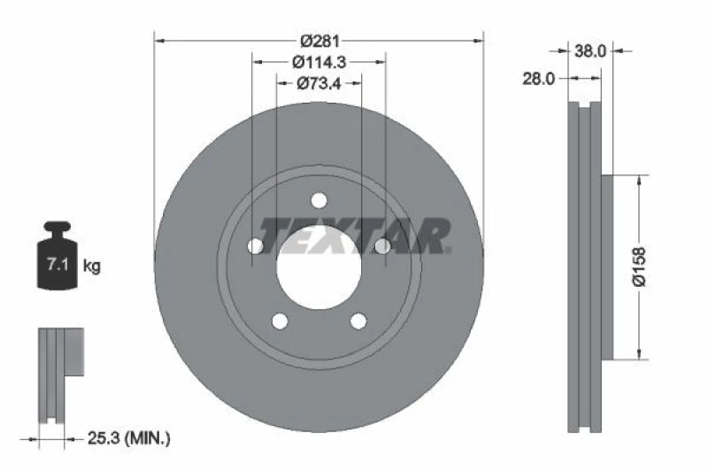 Image of Brake disc TEXTAR 92108300