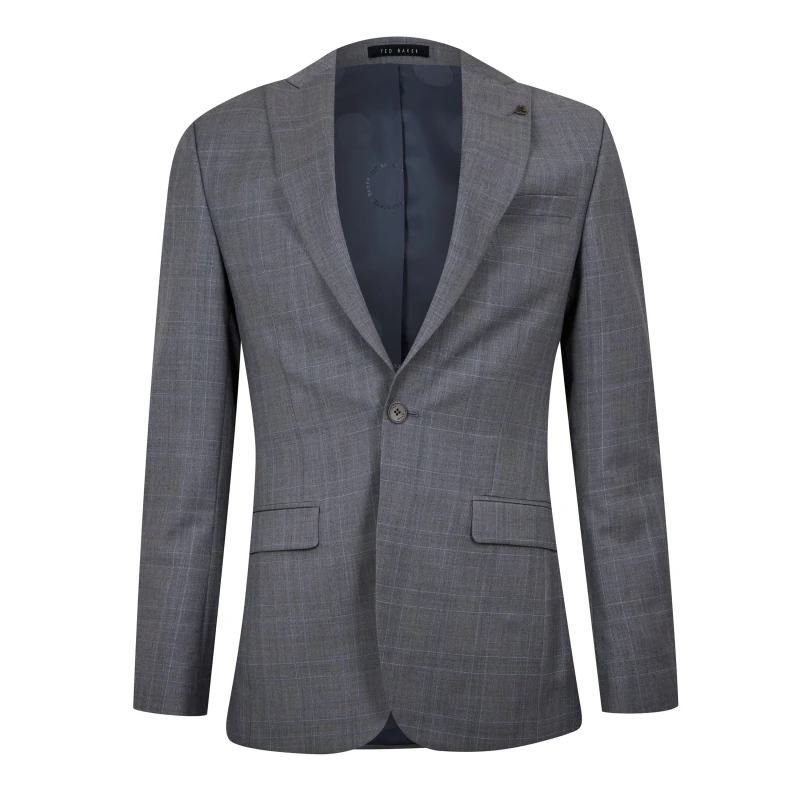 Image of Ted Baker Indus Slim Fit Check Suit Jacket - Grey Grey S