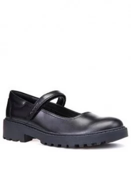 Image of Geox Casey Leather Mary Jane School Shoes - Black, Size 1 Older
