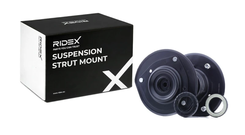 Image of RIDEX 1180S1048 Top strut mount Front Axle, without rolling bearing Metal Suspension Strut Support Bearing (1180)