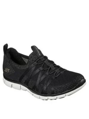 Image of Skechers Gratis Sapphire Slip-on Plimsoll, Black, Size 4, Women