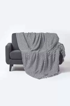 image of Houndstooth 100% Cotton Bedspread Throw