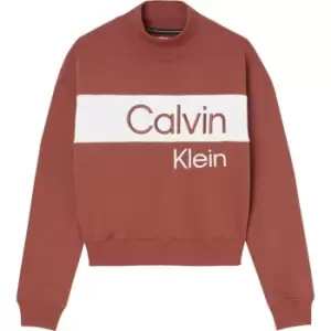 Image of Calvin Klein Jeans Color Blocking Mock Neck - Red