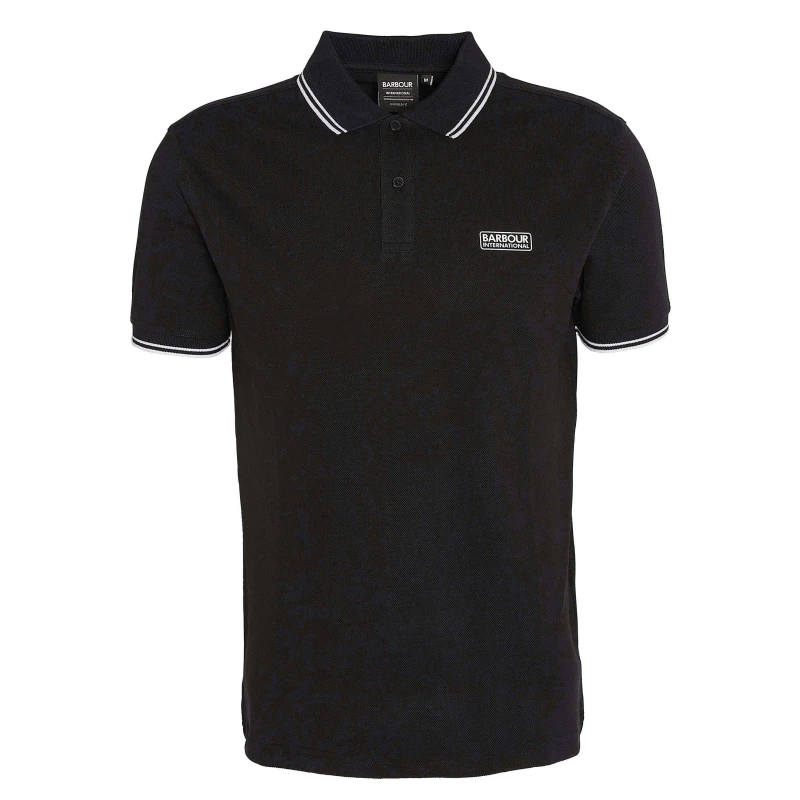 Image of Barbour International Evan Tipped Short-Sleeved Polo Shirt - Black XL