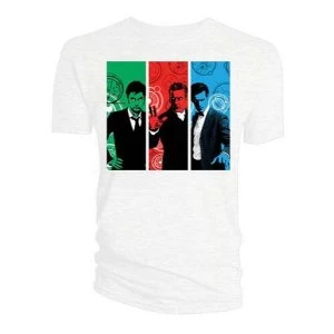 Image of Doctor Who - Red, Green, Blue Doctors Womens Large T-Shirt - White