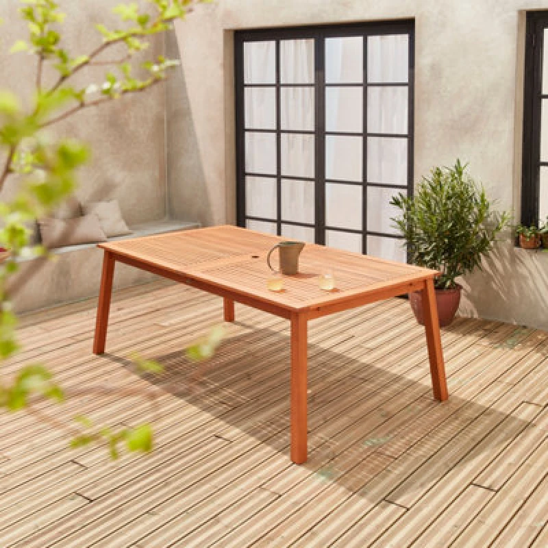 Image of Sweeek - 10 To 12-Seater Extendable Wooden Garden Table Natural 240X100X75cm - Almeria 10