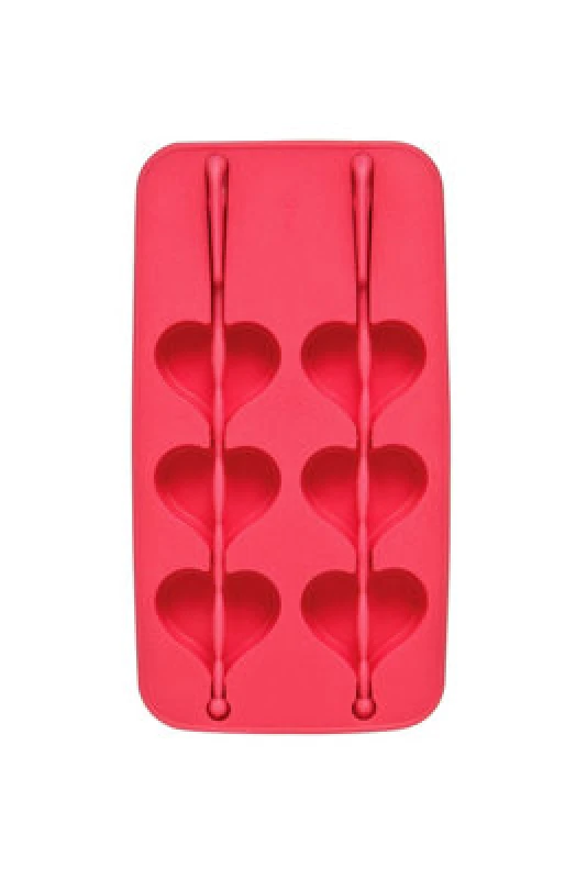 Image of Premier Housewares Hearts Shaped Ice Cube Tray, Unique Ice Cube Tray, Thermoplastic Rubber Ice Freezing Tray Pink