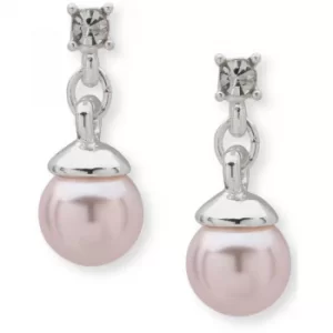 image of Ladies Anne Klein Silver Plated Pink Pearl Earrings